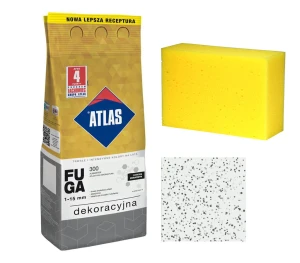 ATLAS FUGA DEKORACYJNA Z BROKATEM ALABASTER 2KG + KUBALA GĄBKA