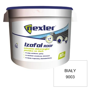NEXLER IZOFOL ROOF BIAŁA RAL9003 ELASTYCZNA 10KG PLUS GRATIS CHLAPACZ