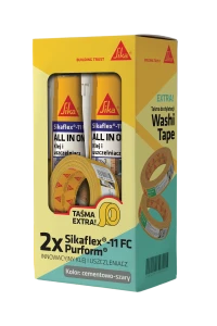 ZESTAW SIKA SIKAFLEX-11 FC PURFORM 2×300 ML BETONOWO SZARY + TAŚMA SIKA WASHI 25 MM × 33 M